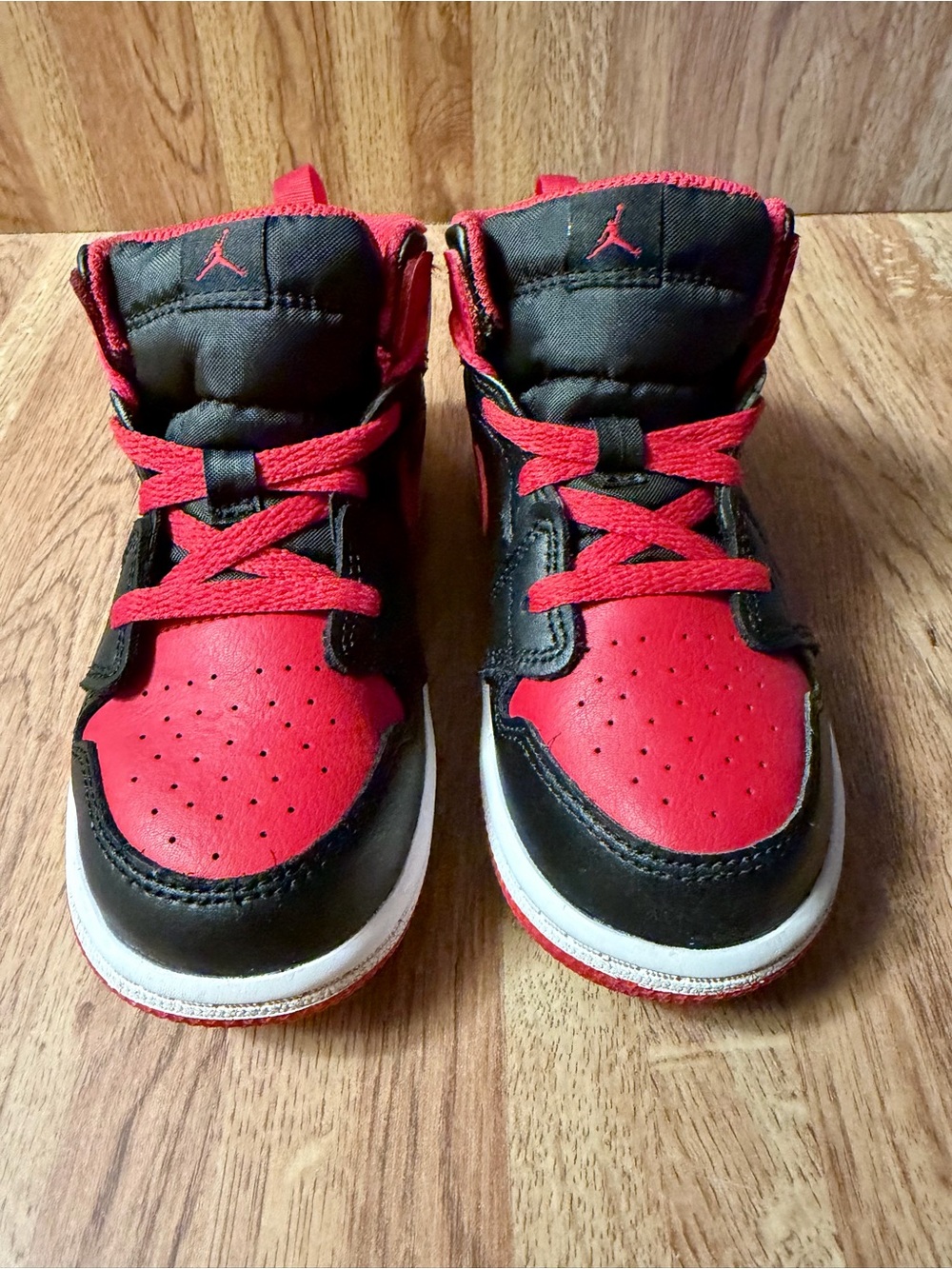 Jordan Kids Red and Black High-Top Sneakers